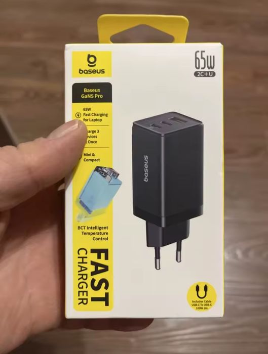 Мережевий зарядний пристрій 65W Baseus GaN5 Pro CCGP120201 для ноутбук