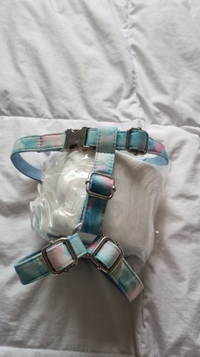 Peitoral arco-iris + trela conjunto