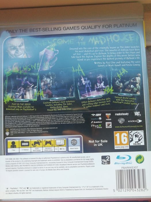 PS3 Batman Arkham Asylum Platinum