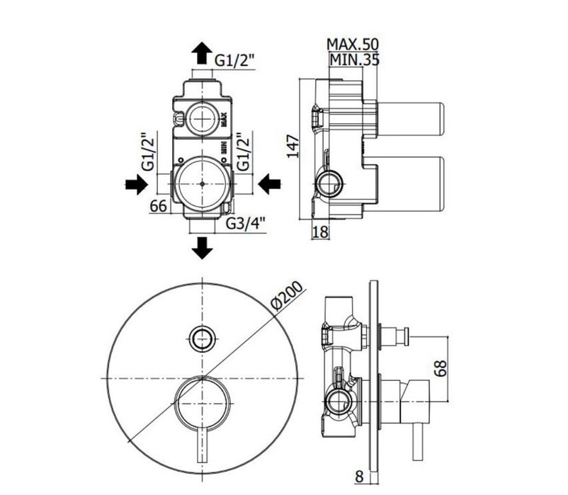 Душова система Paffoni Shower прихованого монтажу, хром, KITLIG015CR