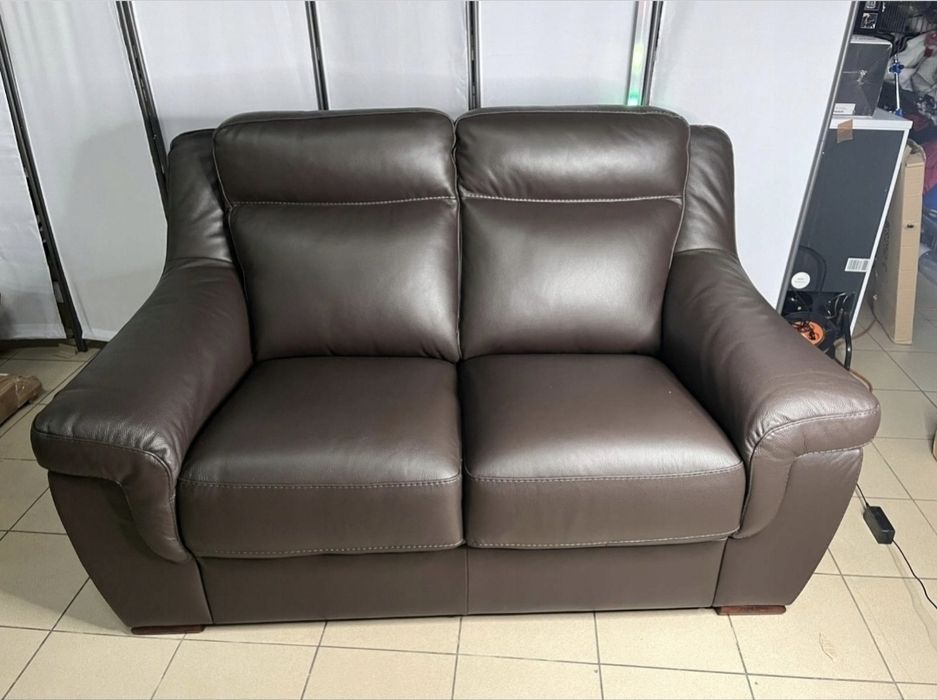 Sofa 2-osobowa Skórzana Brązowy 160x90x100cm