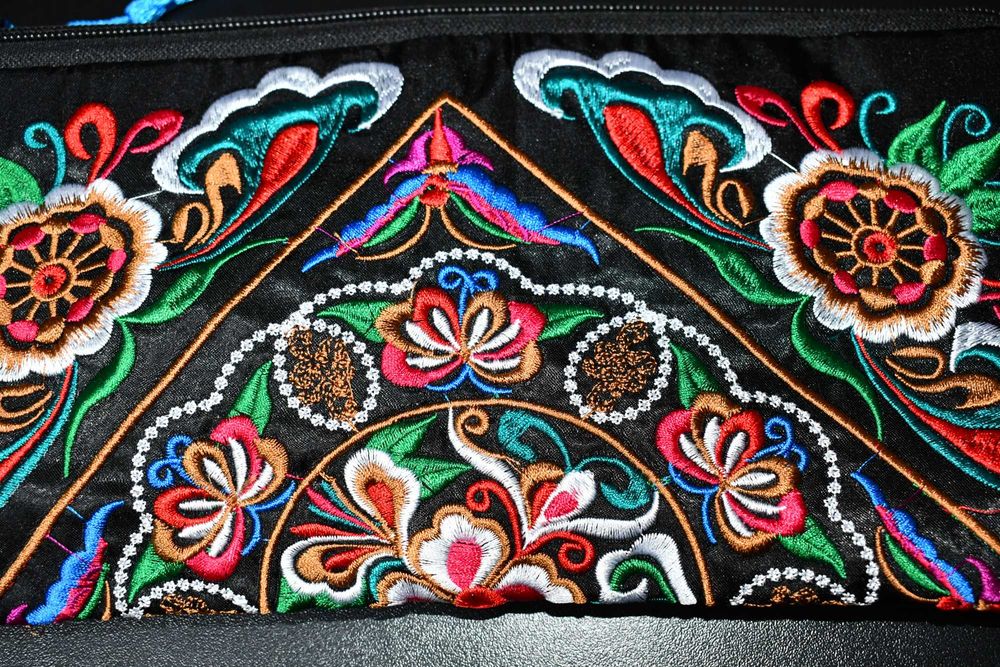 Torebka KOPERTÓWKA do ręki KOSMETYCZKA bogato haftowana Boho Folk