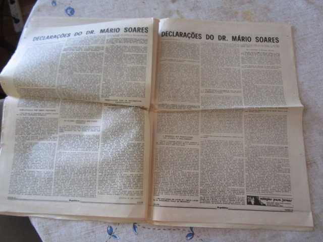 jornal 25 abril 1974 27 / 4 Libertação Caxias Entrevista Mário Soares