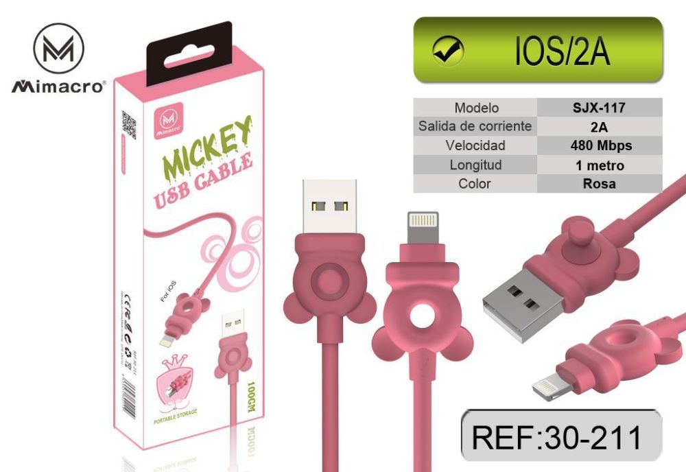 Cabos Micro USB, IOS, TYPE-C Mickey