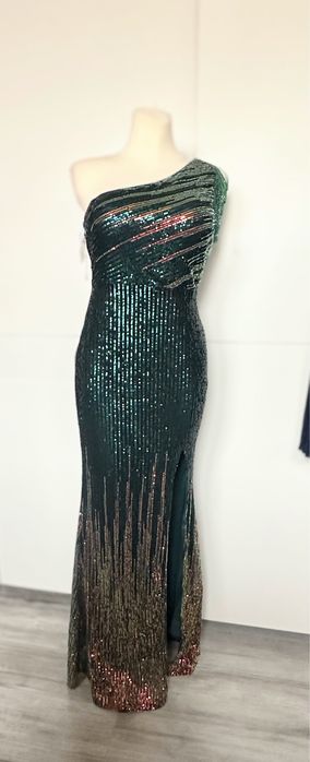 Sukienka maxi z rozcieciem zdobiona r 40