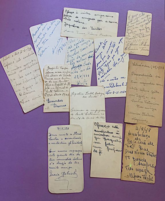 COLEÇÃO DE 50 PAGELAS RELIGIOSAS anos 47/48/49 com dedicatórias