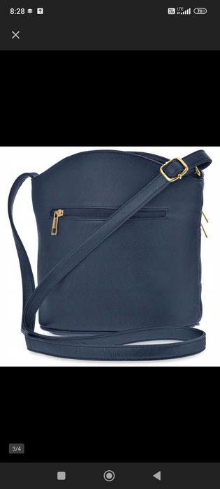 Pojemna torebka damska na ramie Duża LISTONOSZKA Granatowa Skórzana