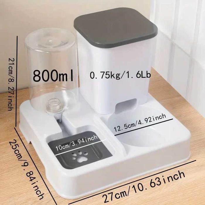 Dispensador comida e agua para gato e cão integrado 2 em 1 NOVO