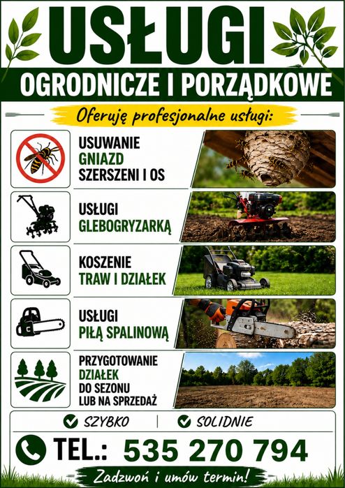USŁUGI OGRODNICZE / USUWANIE GNIAZD OS I SZERSZENI !