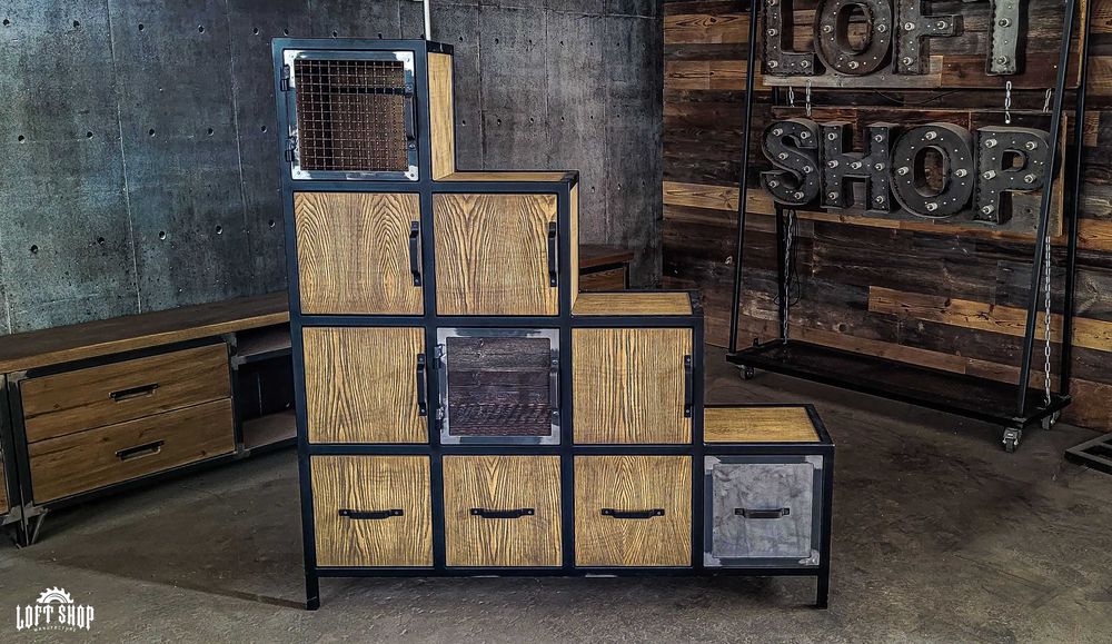 Regał loft komoda z szufladami CUBE