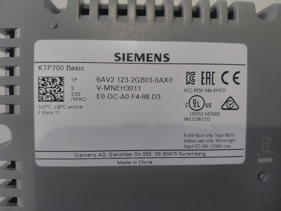 HMI Siemens KTP700 Basic
