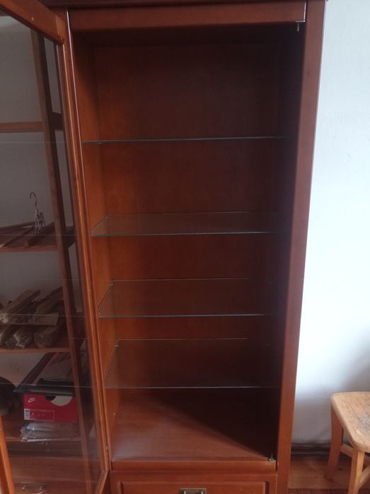 Witryna szklana drewniana, drewwnopodobna, ŁADNA