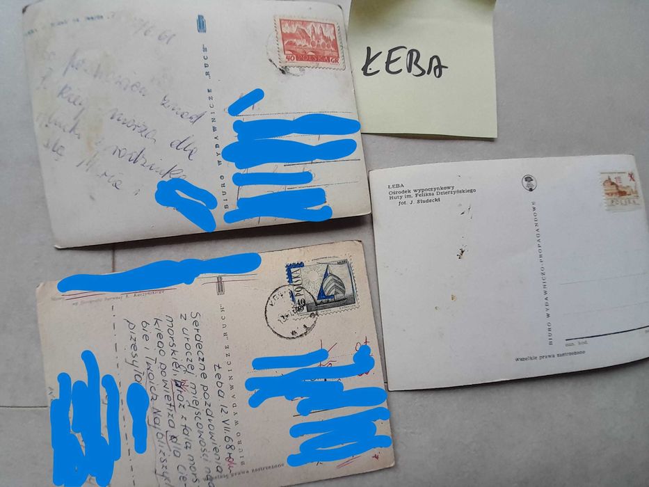 Stare kartki pocztowe pocztówki PRL Bałtyk Łeba Szczecin Międzyzdroje