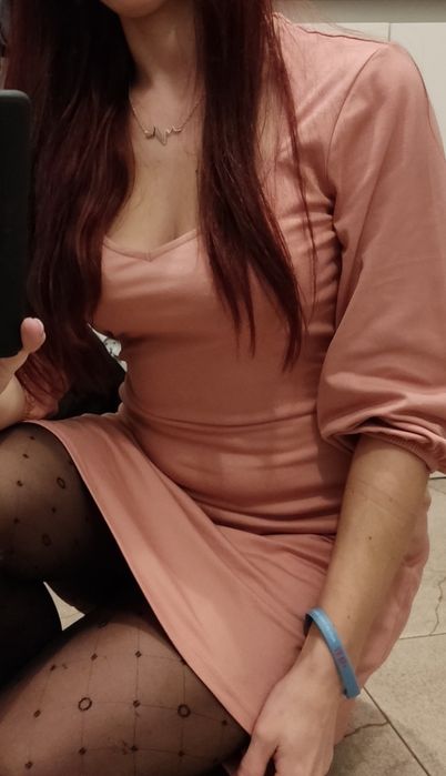 Sukienka terranova typu skater, gładka z baloniastymi rękawami 36 S