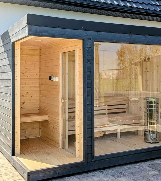 Sauna Ogrodowa Olaya 2 3,2x2,3  Witryna + Ocieplona + Piec