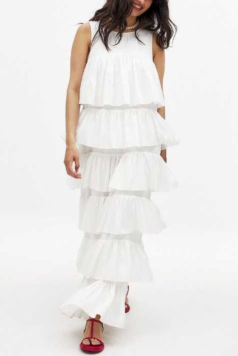 Nowa sukienka falbany NA-KD ‘Flounce Detail Maxi Dress’ r. 36