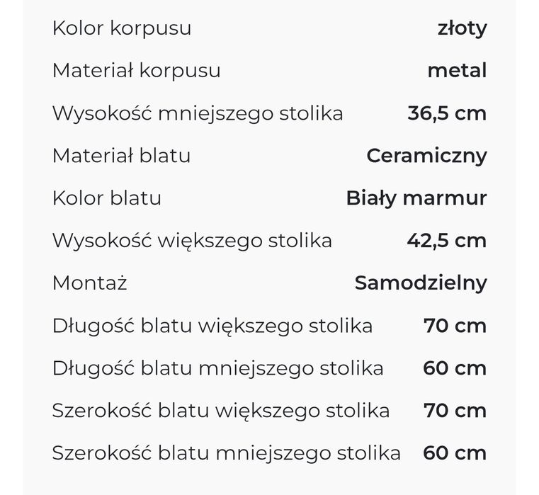 Zestaw stolików kawowych Glamour