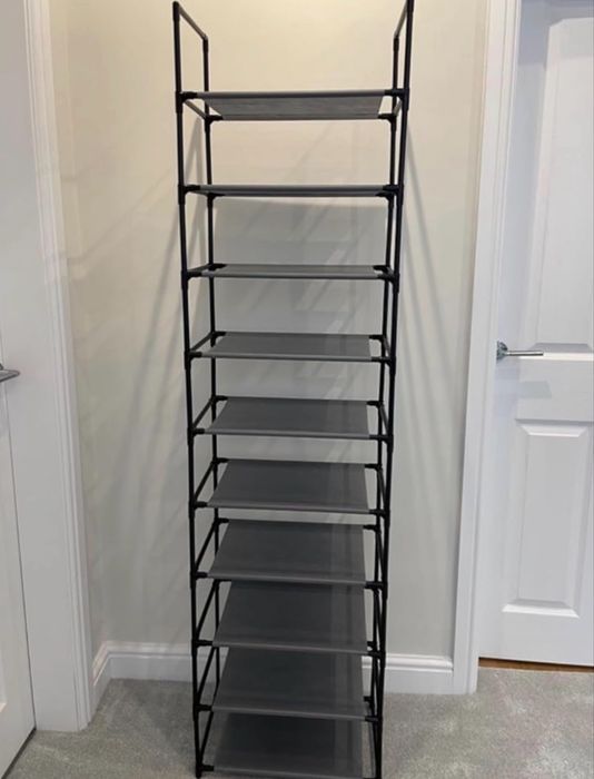 Regał Półka na Buty 10 Poziomów Stojak Organizer  na Obuwie Wąski do Przedpokoju Garderoby 173 cm