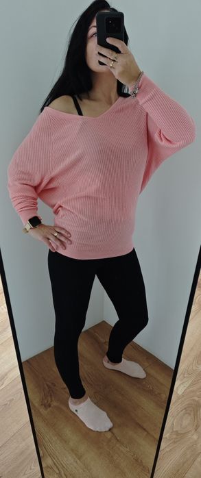 Sweter z długim rękawem nietoperek NEXT rozmiar S pudrowy róż viralovy