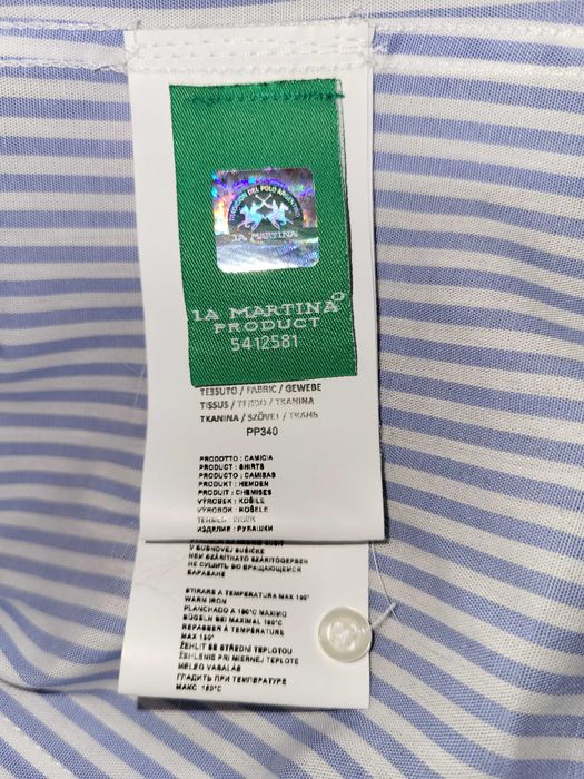 LA MARTINA koszula długi rękaw w paski i haftowanym logo, rozmiar M