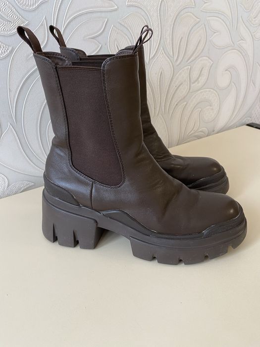 Черевики осінні челсі коричневі шкіряні кожаные ботинки осенние
