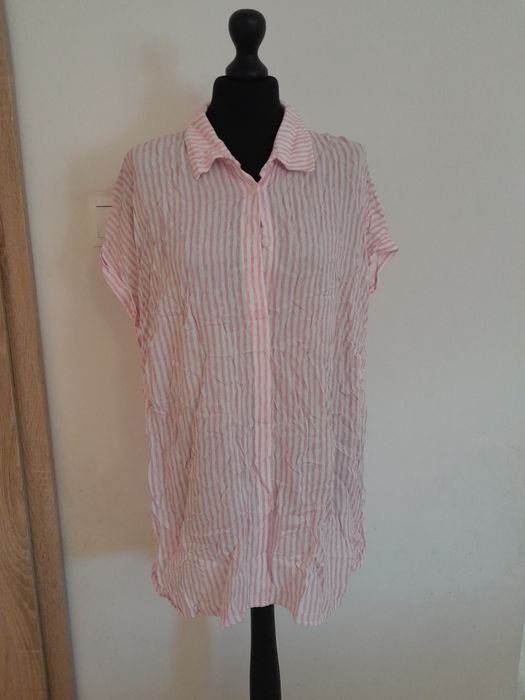 Koszula luźna w paski różowa biała 3xL 4 XL
