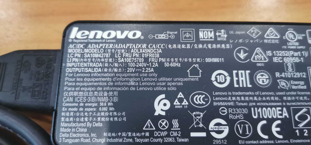 Carregador/Charger Portátil/Laptop Lenovo Thinkpad (ADLX45NDC3A) 45W