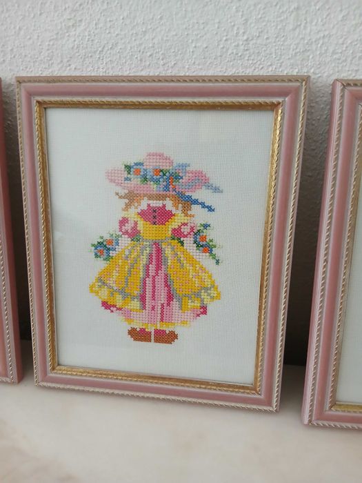 Quadros em ponto de cruz, para quarto de menina
