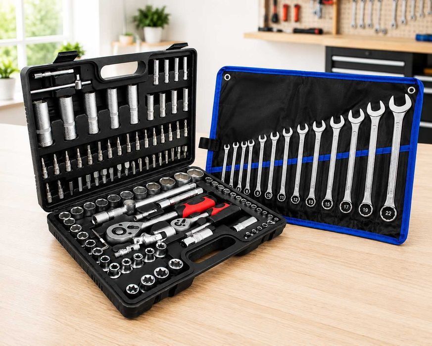 Okazja! Nowy zestaw kluczy nasadowych 109 el. CrV grzechotki bity TORX walizka 1/2" i 1/4" 137d