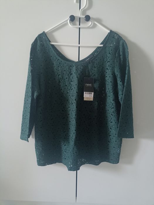 Гіпюрова блуза смарагдового кольру next  m-L