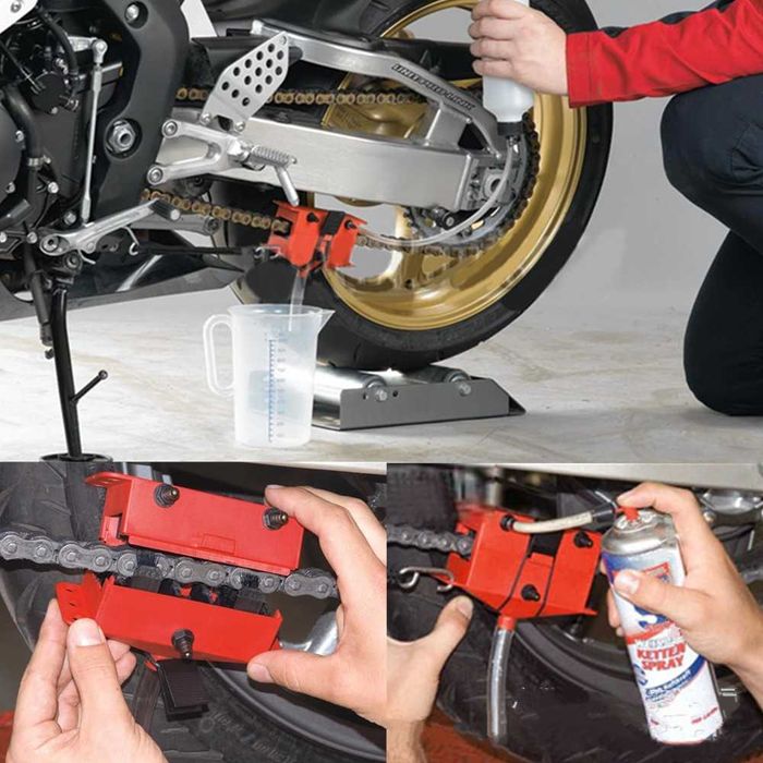 Машинка для чищення та змащення ланцюга мотоцикла