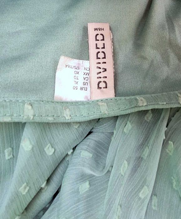 Zwiewna pastelowa miętowa sukienka w kropki H&M Divided