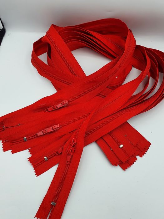 Zamek suwak zestaw 10 szt.-80 cm.czerwień dwa suwaki