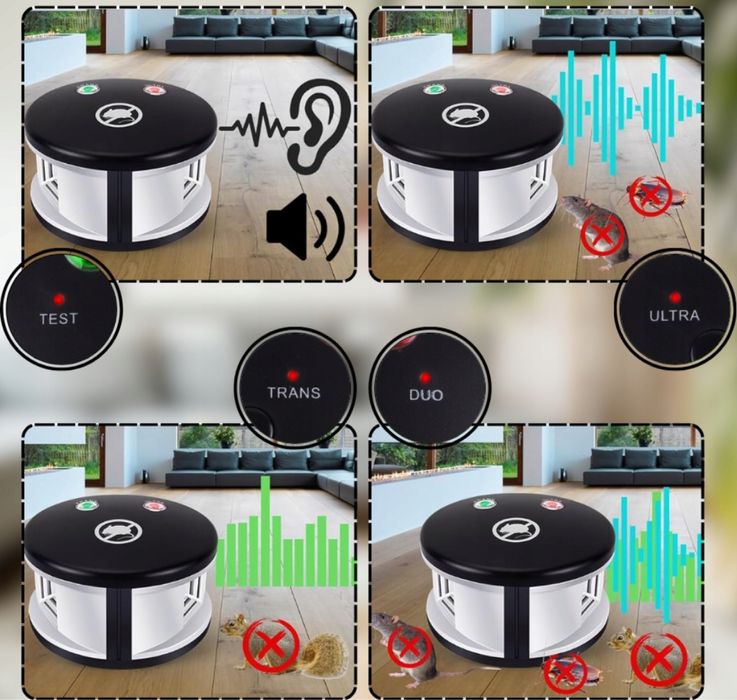 Odstraszacz Ultradźwiękowy Gryzoni Myszy Szczurów Mocny Zasięg 150 m