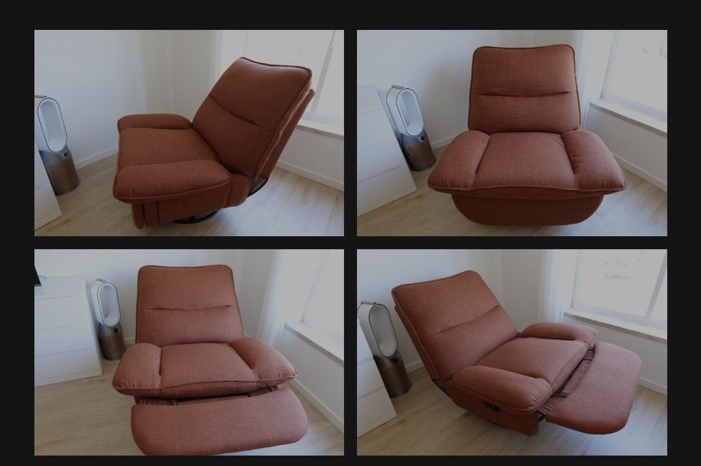 Cadeirão de relaxamento giratório com função de baloiço,  cor marron