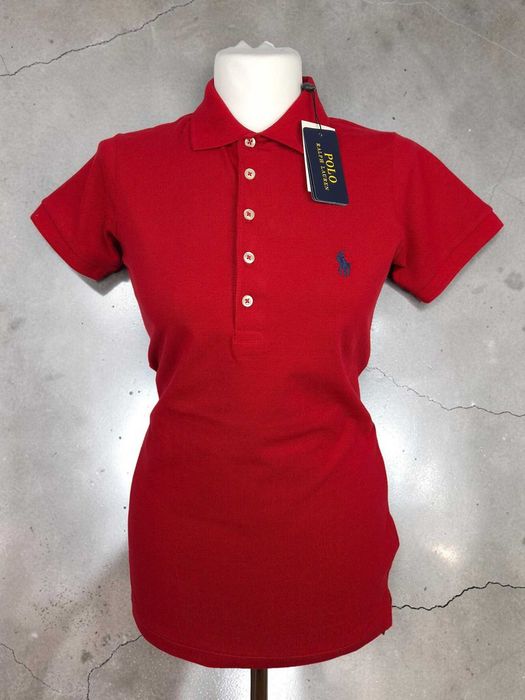 Ralph Lauren Bawełna XS S M L XL czerwona damska koszulka polo