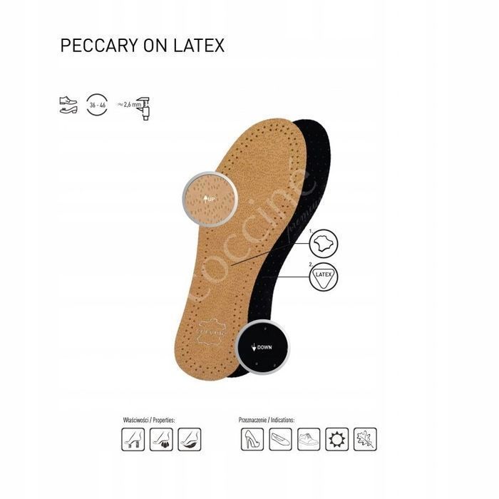 r.42 - Skórzane wkładki do obuwia Peccary on Latex Coccine