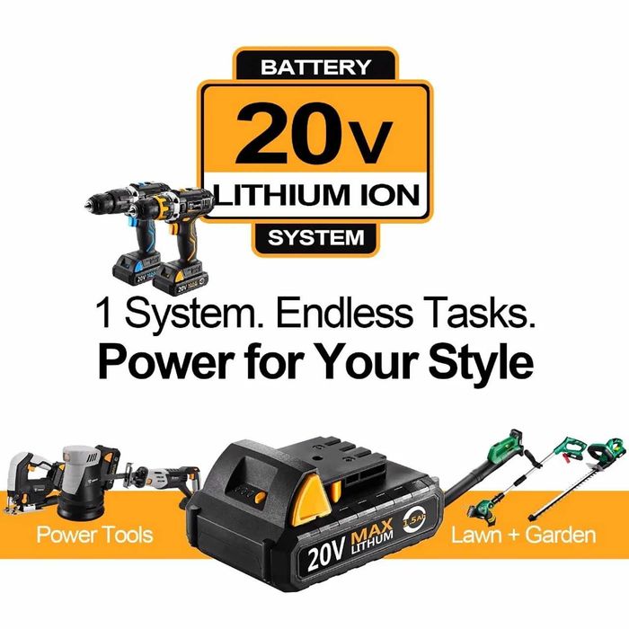 D49-Deko lixadeira orbital 20v, 15 cartucho híbrido, Duas baterias