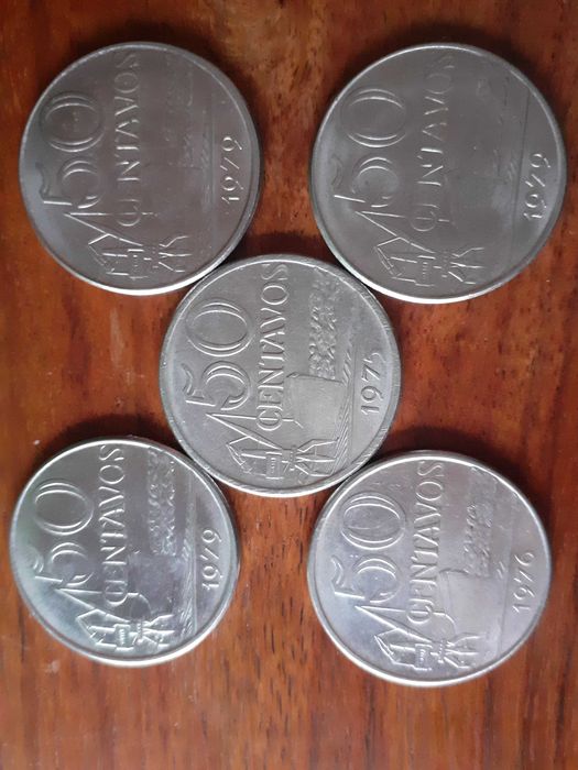 Conjunto de 5 Moedas 50 Centavos Brasil