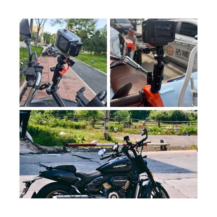 Suporte para GoPro/Insta360/DJI - Fixação guiador ou espelho de moto