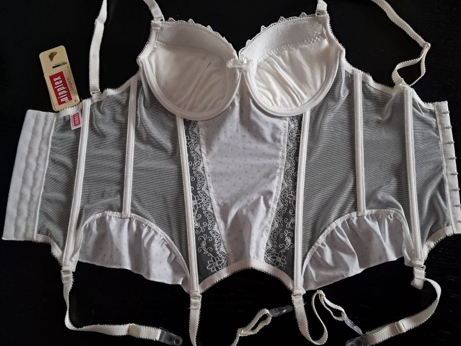 Gorset biały krem z holterami r.70C"Nipplex"nowy.