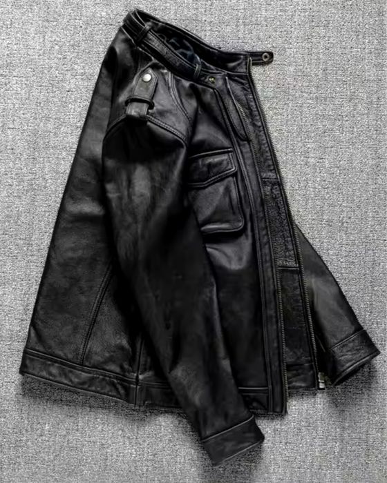 Kurtka skórzana klasyczna męska skóra naturalna ramoneska marynarka