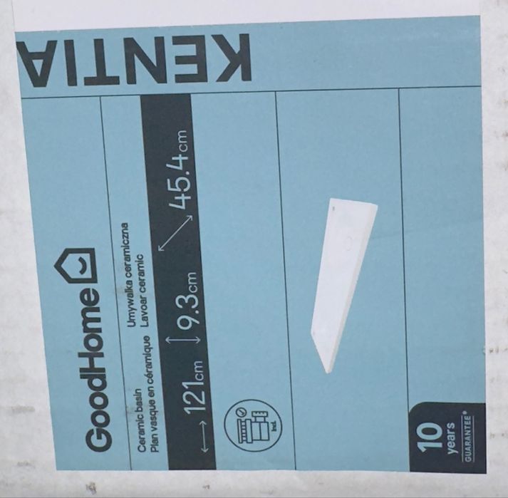 Umywalka podwójna KENTIA 120 cm biała