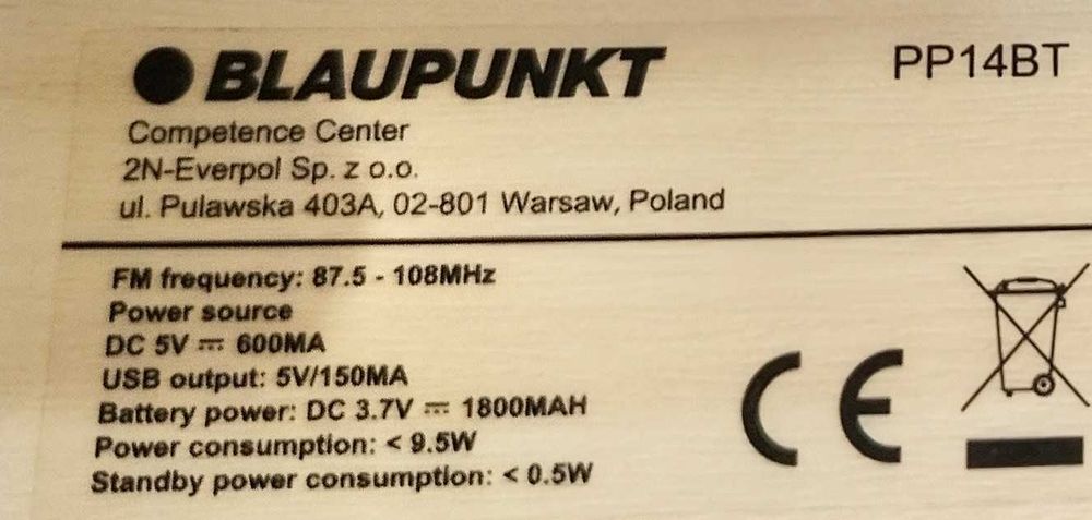 Radio FM , BT , USB  firmy Blaupunkt PP14BT