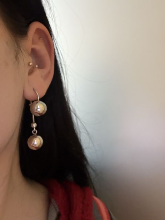 Срібні сережки каблучка підвіска