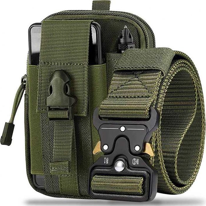 Pasek taktyczny wojskowy  metalowa klamra zielony khaki