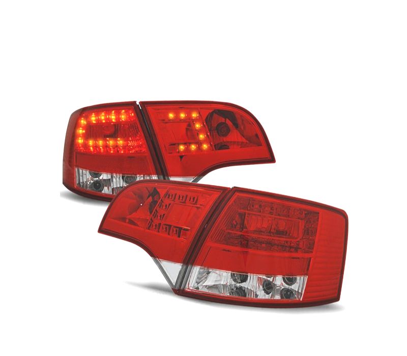 FAROLINS LED AUDI A4 B7 AVANT 05-08 VERMELHO CROMADO