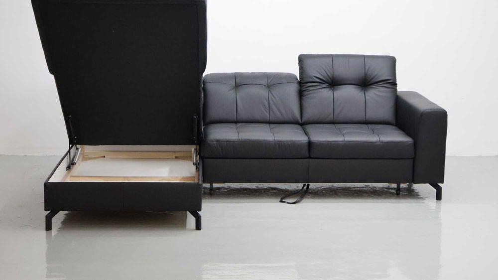 TLJ Narożnik funkcja spania skóra naturalna pojemnik regulowane zagłow