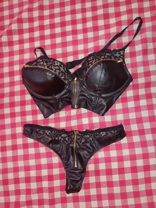 Komplet bielizny seksi seksowny czarny damski NOWY rozmiar M
