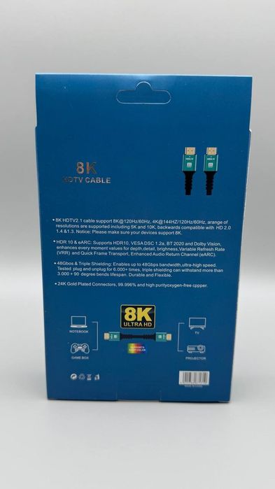Кабель HDMI-HDMI Ver.2.1‼️1.5м 3.0м 3D 48Gbps 8K ULTRA HD 7680